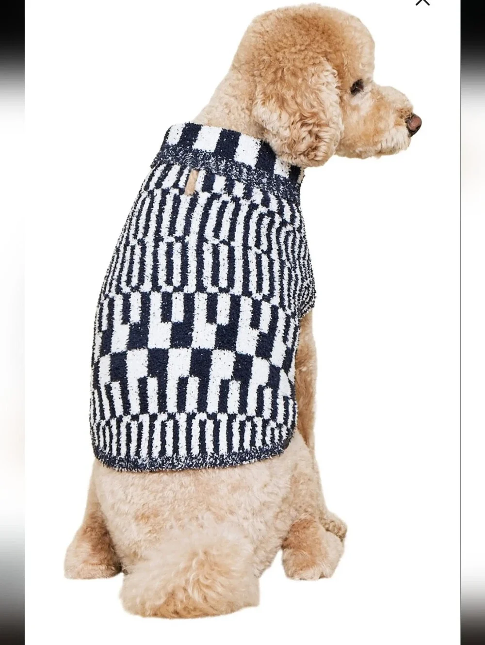Barefoot Dreams CozyChic Abstract Check Dog Sweater XL 45-65 Lb NWT Quiet Luxury